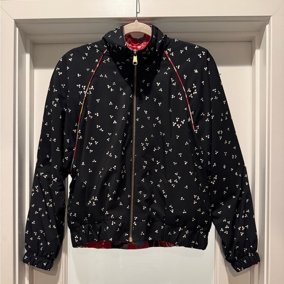 Vintage 90s Marcia Reversible Floral Bomber Jacket M – Talon Zipper Artsy Boho - Picture 6 of 17